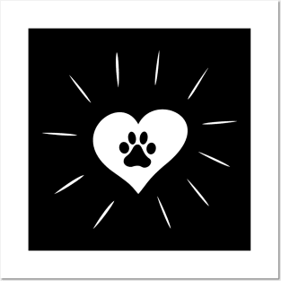 Heart with paw print Posters and Art